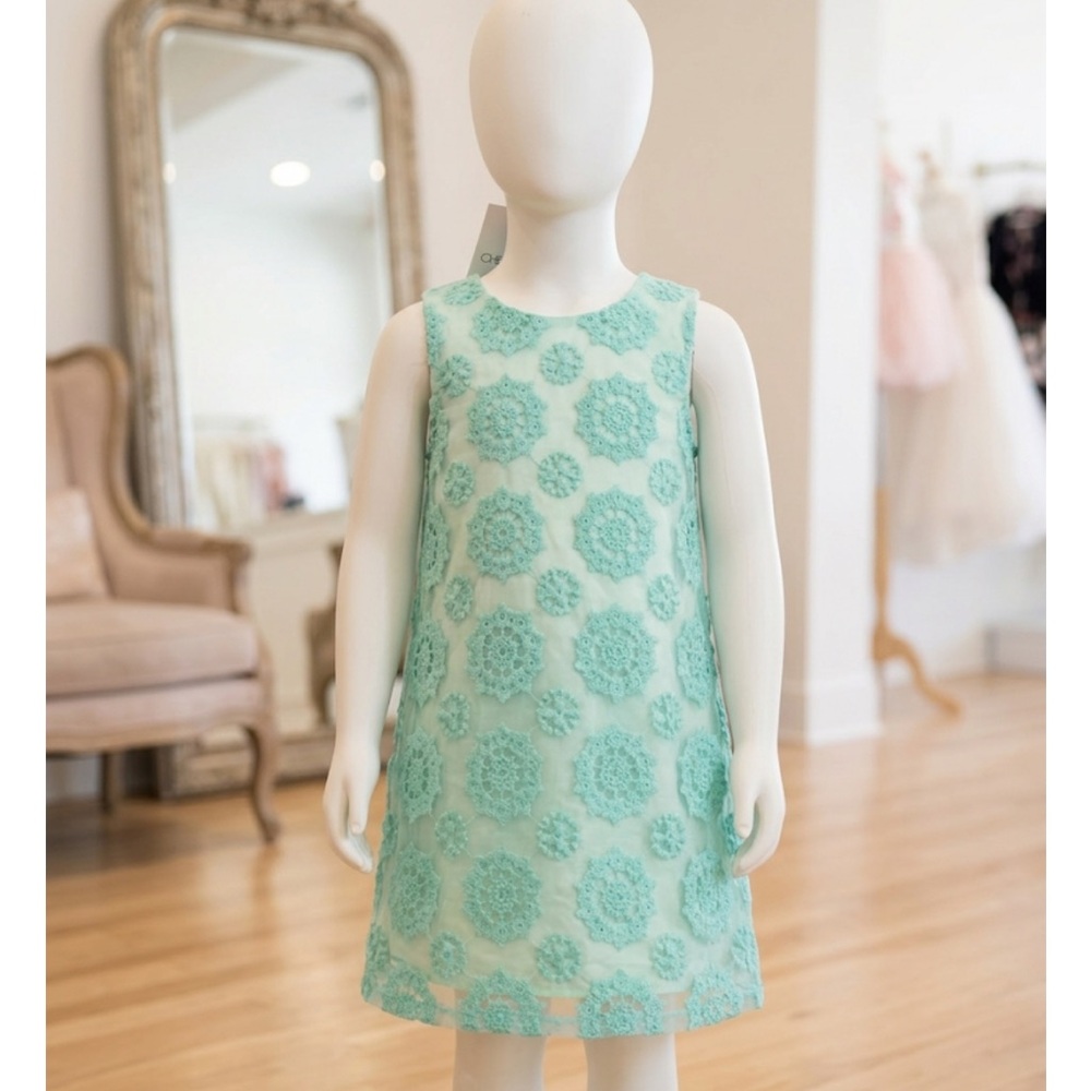 Cherokee Mint Green Floral Crochet Lace Shift Dress | Size 6/6X